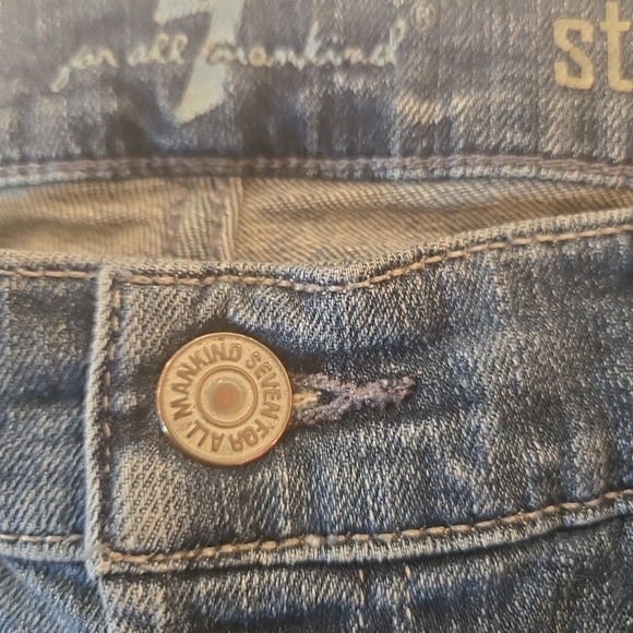 7 For All Mankind Standard Jeans Button Fly Straight Fit Blue Mens Size 33 - Picture 3 of 10
